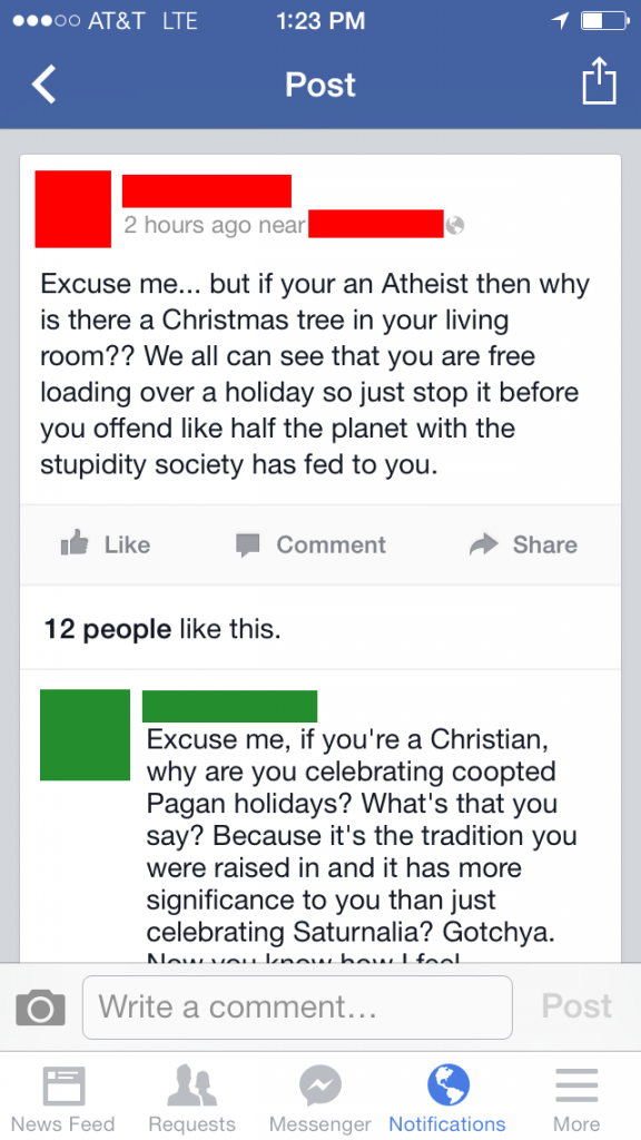 funny christmas posts for facebook - ..00 At&T Lte Post 2 hours ago near Excuse me... but if your an Atheist then why is there a Christmas tree in your living room?? We all can see that you are free loading over a holiday so just stop it before you offend