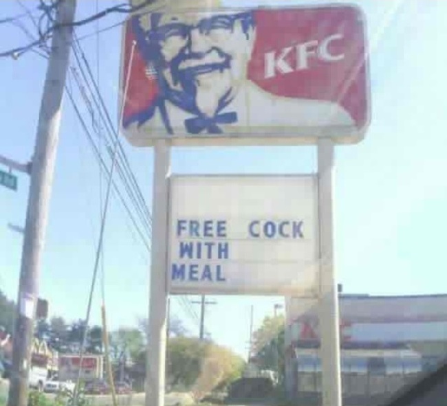 spelling errors in signs - Kfc Free Cock With Meal