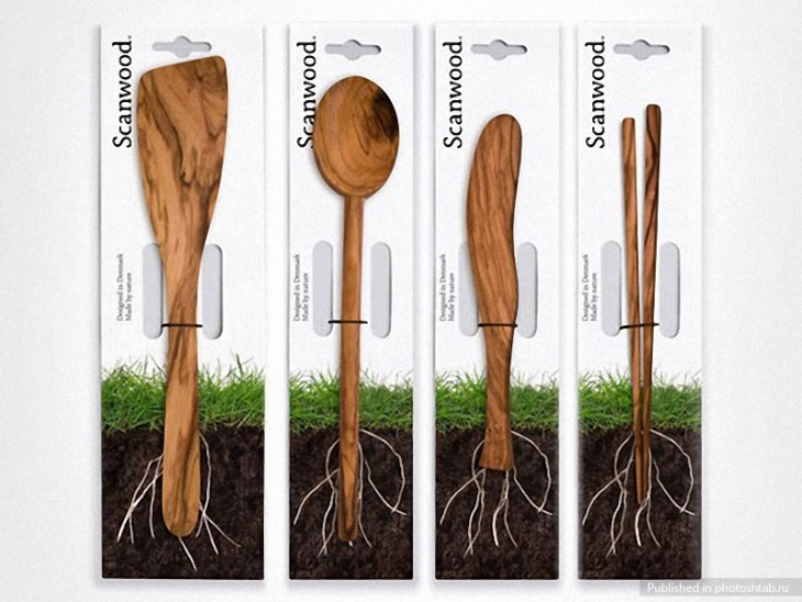 natural wood kitchen utensils