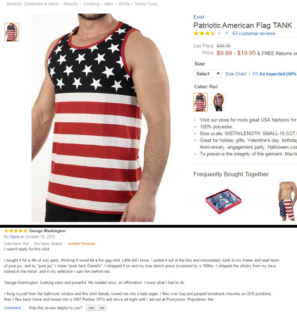 amazon reviews - american flag tank top review - Patriotic American Flag Tank 53 customer Price $9.99 $19.95 & Free Reuma Sire Select Sir Chart Aspected 1499 K Color Red Visit our store for more Usa ashions for 100% polyester Size scale Woth Length Small 