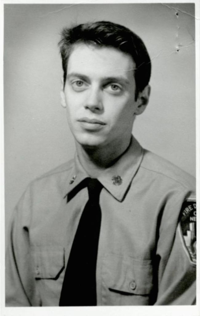 Steve Buscemi during his days as a New York firefighter. [1976]-Buscemi rejoined his old engine company following 9/11 and helped search for survivors at Ground Zero.