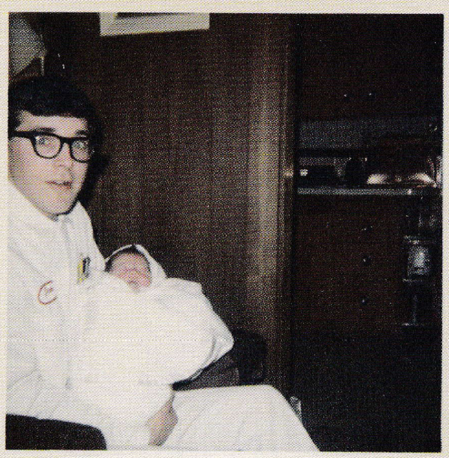 Don Cobain, Kurt Cobain's father, holds his new-born son. [1967]