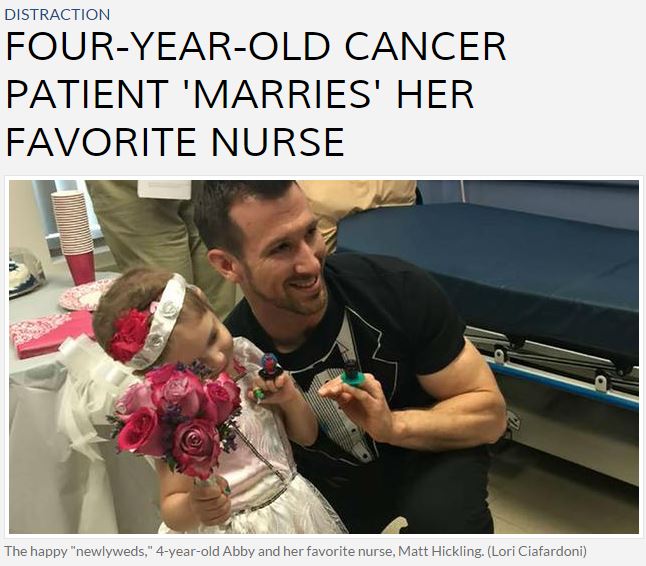 4 year old marries 30 year old - Distraction FourYearOld Cancer Patient 'Marries' Her Favorite Nurse The happy "newlyweds," 4yearold Abby and her favorite nurse, Matt Hickling. Lori Ciafardoni