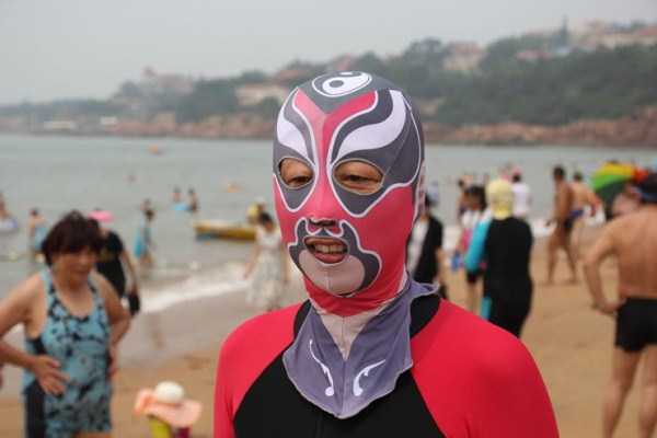 A Chinese swimwear shop owner created the functional and colourful design of the first facekini in 2004, prompted by requests from women for a garment that would protect pale, fair skin. The appearance of porcelain skin is revered in Chinese culture, whereas dark, tanned skin is associated with farm and outdoor laborers.