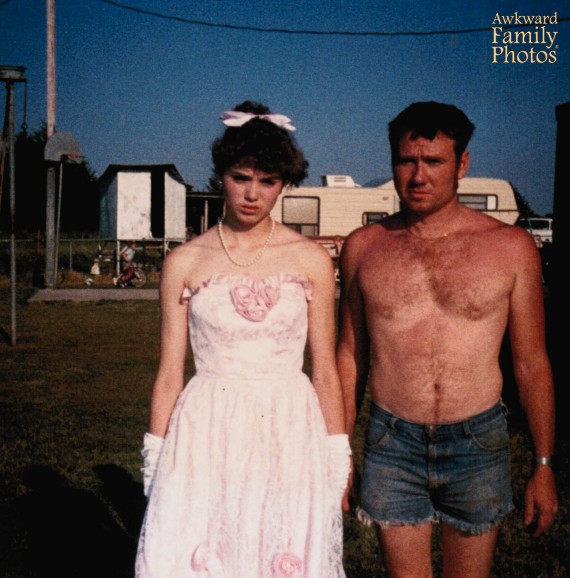 Daughter and Dad, denim prom suit mishap or just a neighbor from the rv park? Who fucking knows.