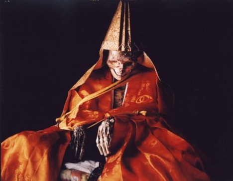 Sokushinbutsu-
The practice where Buddhist monks would starve themselves to near-death, then seal themselves into a very tiny tomb to slowly die, after a two-year diet of special nuts that would help embalm their body. They would literally mummify themselves.