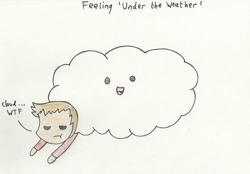 pun cartoon - Feeling 'Under the weather! Cloud ... Wtf Erwin Wtfsm