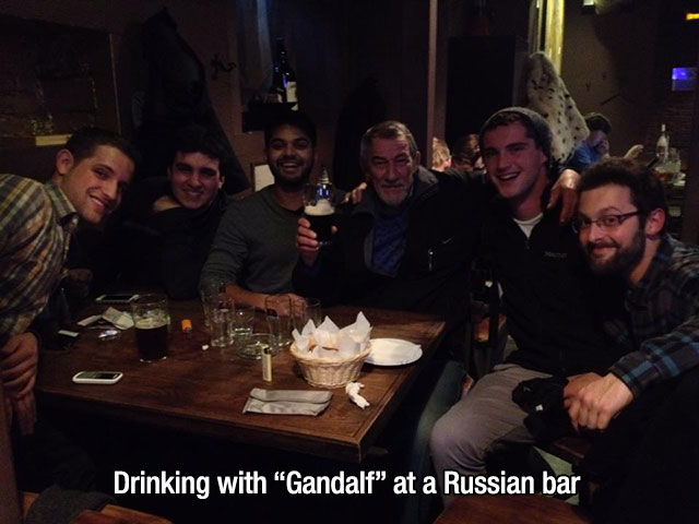 Celebrity - Drinking with Gandalf at a Russian ban