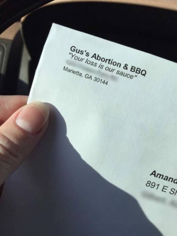 gus's abortion and bbq - Gus's Abortion & Bbq "Your loss is our sauce" Marietta, Ga 30144 Amand 891 E Si
