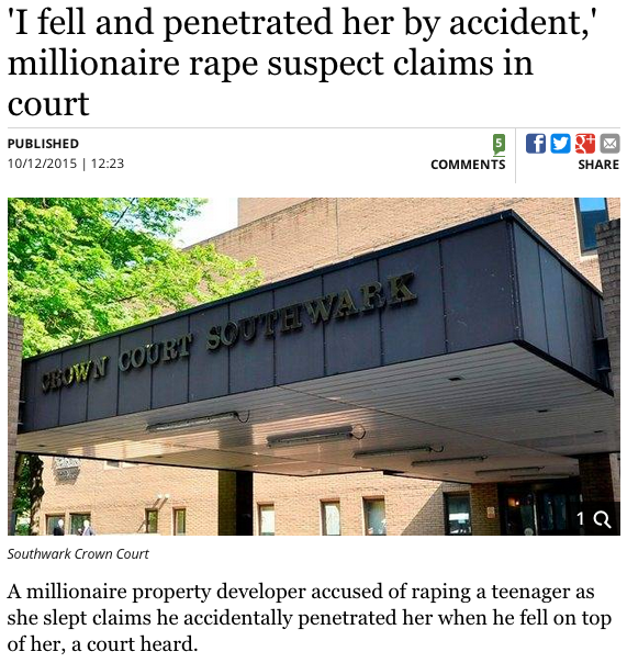 architecture - 'I fell and penetrated her by accident,' millionaire rape suspect claims in court Published 10122015 fggo Beown Court Southwari Southwark Crown Court A millionaire property developer accused of raping a teenager as she slept claims he accid