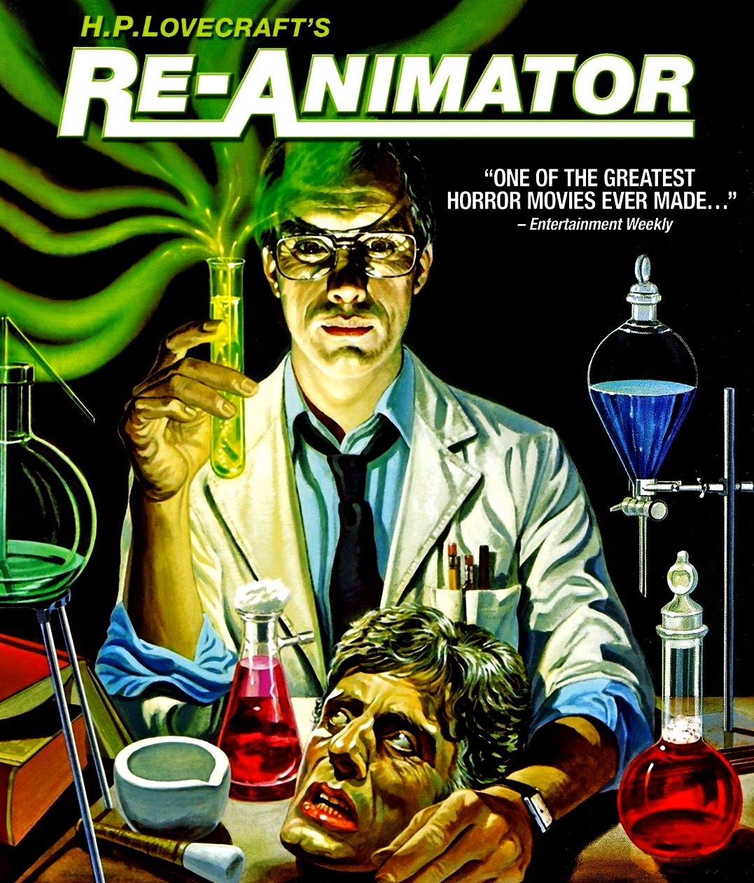 Re-Animator -A dedicated student at a medical college and his girlfriend become involved in bizarre experiments centering around the re-animation of dead tissue when an odd new student arrives on campus.
