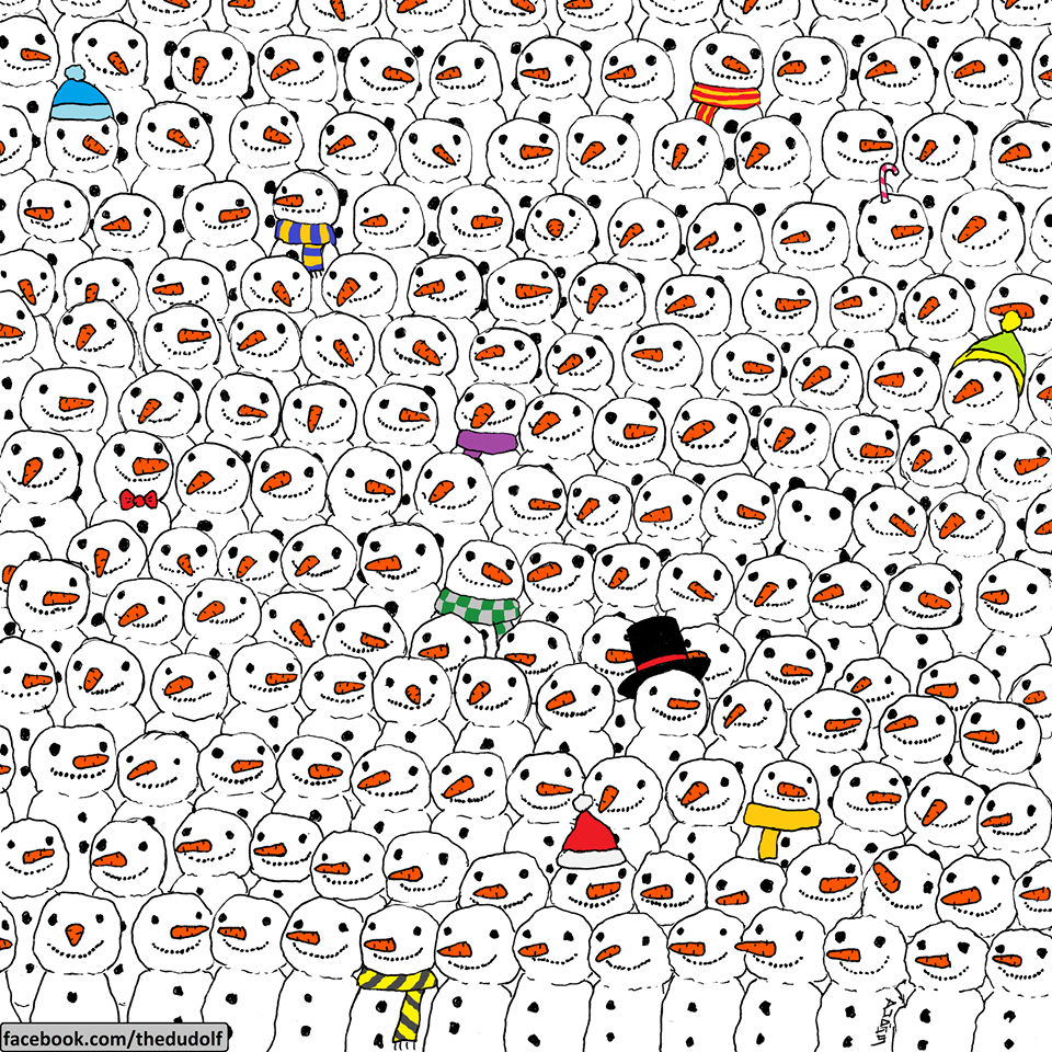 Can You Spot The Panda Hiding Among These Snowmen?