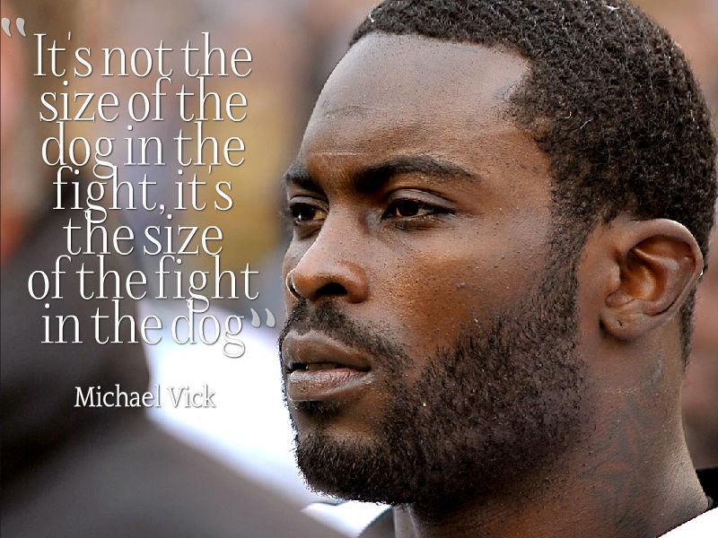 michael vick quotes - It's not the size of the dog in the fight, it's the size of the fight in the dog Michael Vick