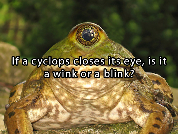 questions that will blow your mind - If a cyclops closes its eye, is it a wink or a blink?