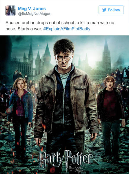 potter and the deathly hallows - Meg V. Jones Abused orphan drops out of school to kill a man with no nose. Starts a war. PlotBadly Reliques I Mort