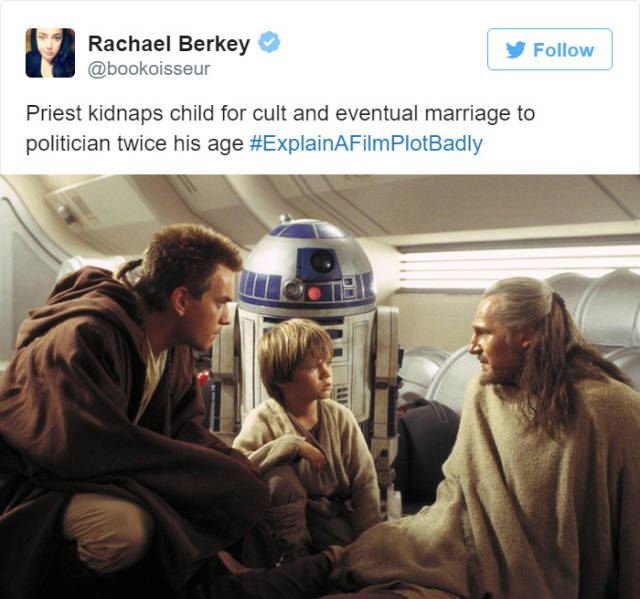 star wars explain a film plot badly - Rachael Berkey Priest kidnaps child for cult and eventual marriage to politician twice his age