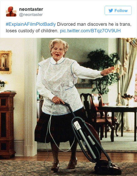 mrs doubtfire vacuuming - neontaster y PlotBadly Divorced man discovers he is trans, loses custody of children. pic.twitter.comBTqz7OVOUH
