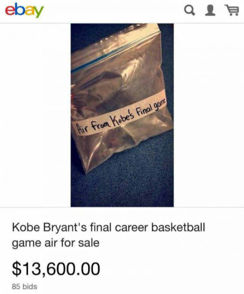air from kobe's last game - ebay al Air from Kobe's Final gan Kobe Bryant's final career basketball game air for sale $13.600.00 85 bids