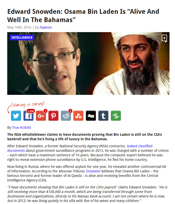 osama bin laden - Edward Snowden Osama Bin Laden Is "Alive And Well In The Bahamas" May 10th, 2016 by hoanon Intelligence Sharing is caring! By True Activist The Nsa whistleblower claims to have documents proving that Bin Laden is still on the Cia'S bankr
