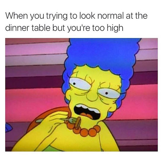 funny memes to look at when you re high - When you trying to look normal at the dinner table but you're too high