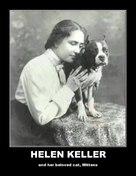 helen keller with her cat - Helen Keller and her beloved cat, Mittens
