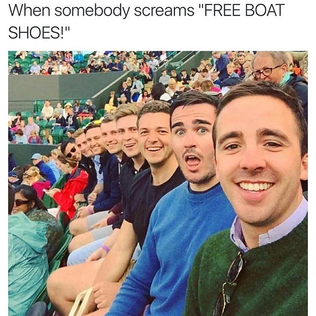 world's best selfie - When somebody screams "Free Boat Shoes!"