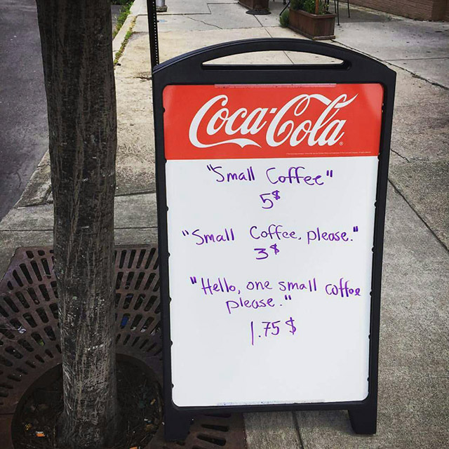 coffee shop manners - CocaCola