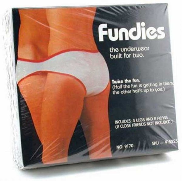weird couple gifts - fundies the underwear built for two. Twice the fun. Half the fun is getting in them the other hall's up to you. Includes 4 Legs And 2 Aears 2 Close Friends Not Included. Sku 915223 No. 9170