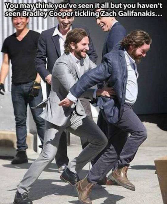bradley cooper zach galifianakis - You may think you've seen it all but you haven't seen Bradley Cooper tickling Zach Galifanakis...