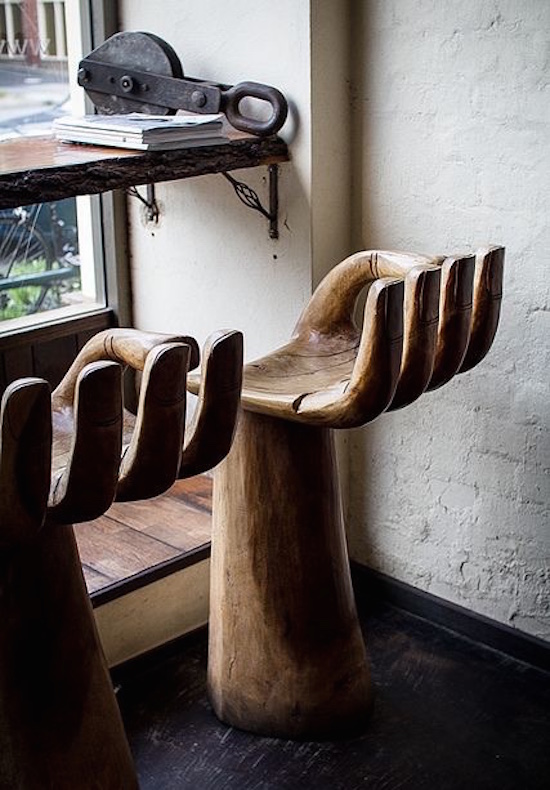 wooden hand bar stools