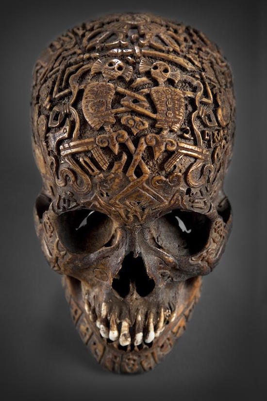 carved human skull