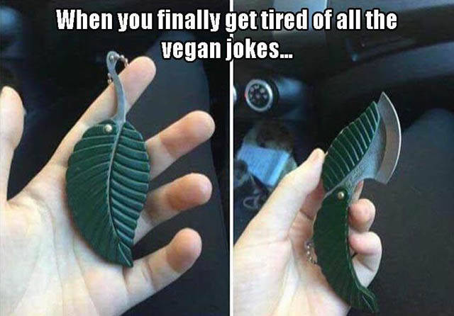vegan jokes meme - When you finally get tired of all the vegan jokes...