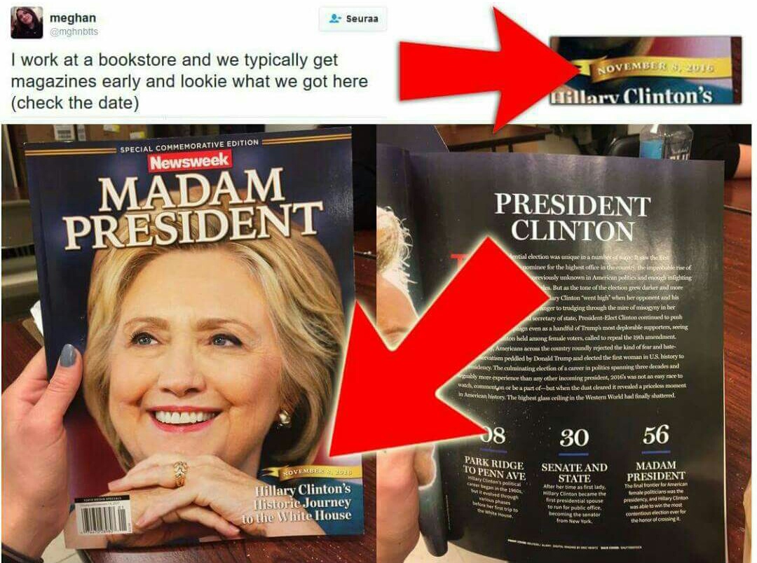 hillary president magazine - Seuraa meghan I work at a bookstore and we typically get magazines early and lookie what we got here check the date Hillary Clinton's Special Commemorative Edition Newsweek Madam President President Clinton ential election was