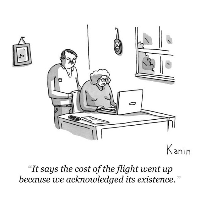 kanin cartoon new yorker - Kanin "It says the cost of the flight went up because we acknowledged its existence.