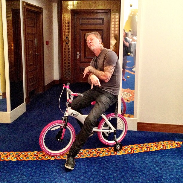 james hetfield on a bicycle