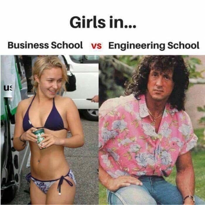 engineering girls meme - Girls in... Business School vs Engineering School