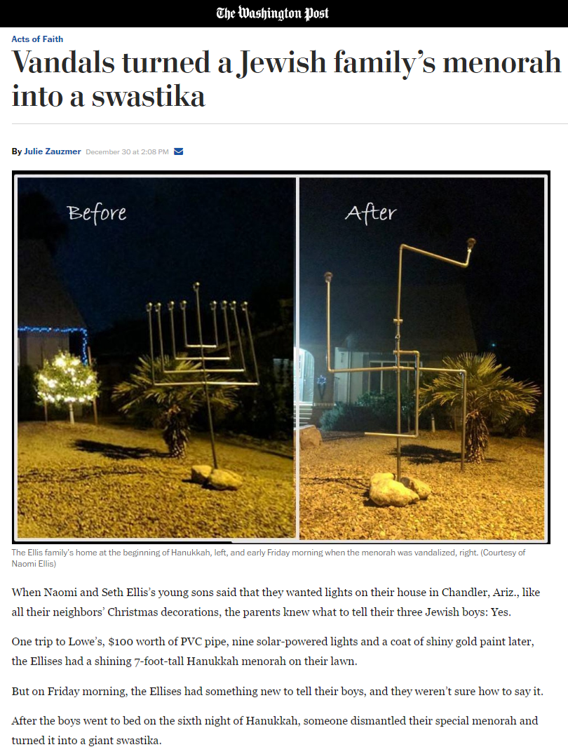 swastika plant - The Washington Post Vandals turned a Jewish family's menorah into a swastika Before After When N ind Seth Ellis's young son said that they wanted lights on their house in Chandler, Arielle all the neighbors Christmas decorations, the pare