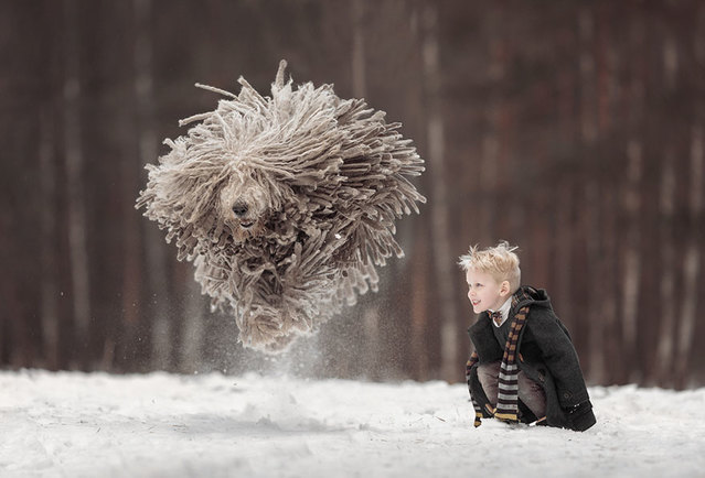 little kids and their big dogs