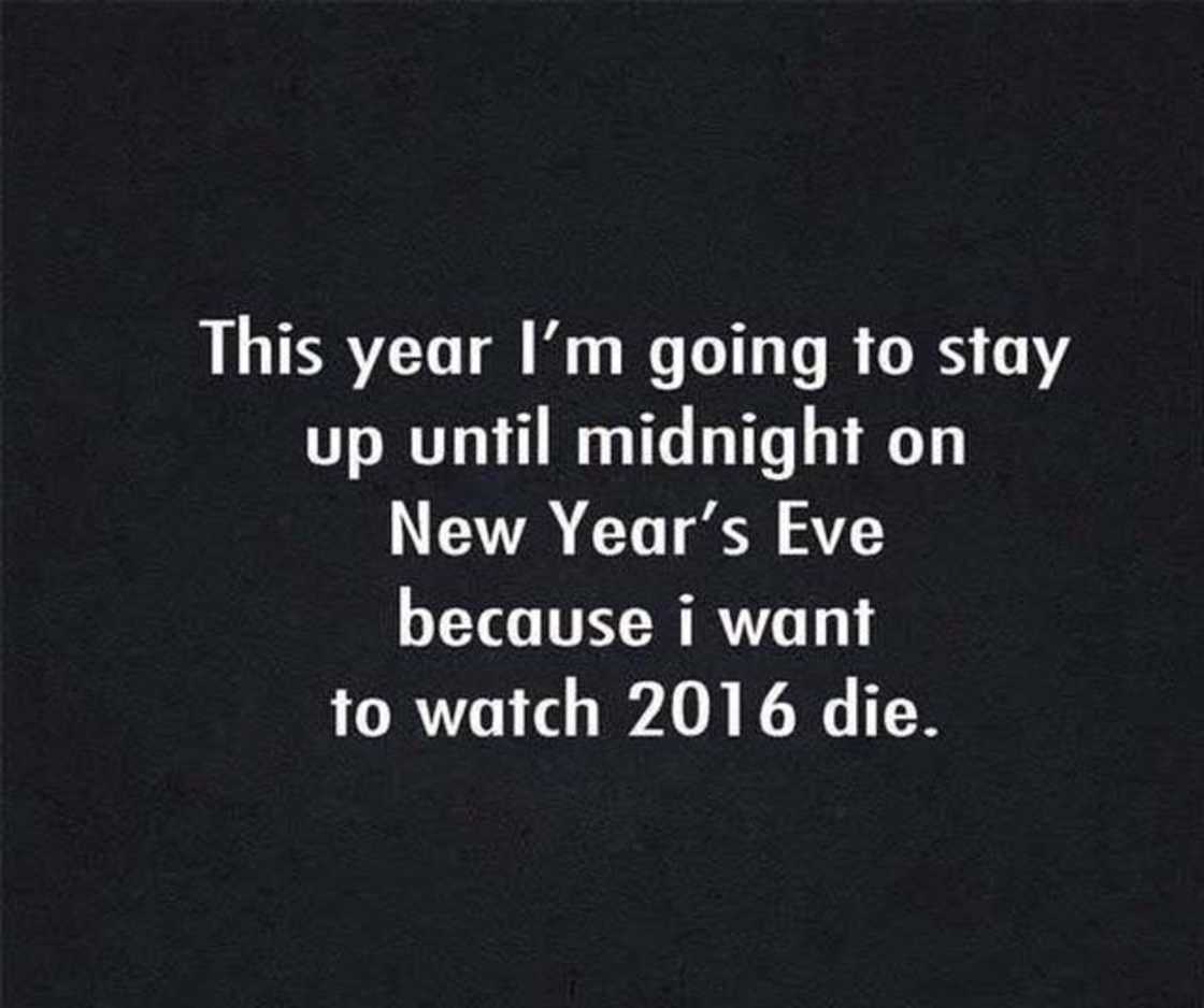 This year I'm going to stay up until midnight on New Year's Eve because i want to watch 2016 die.