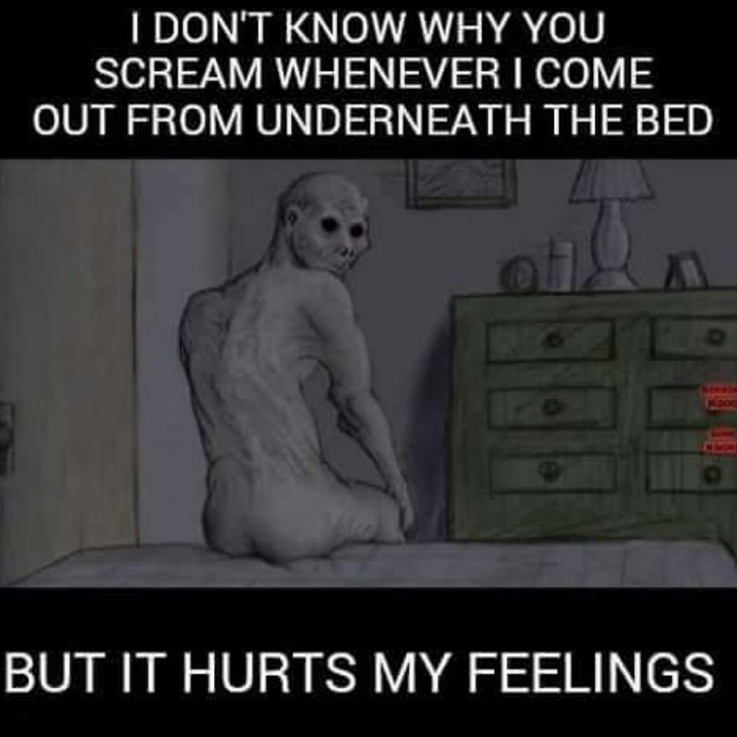 don t know why you scream - I Don'T Know Why You Scream Whenever I Come Out From Underneath The Bed But It Hurts My Feelings