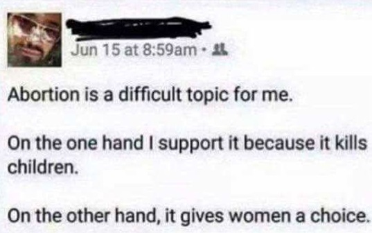 material - Jun 15 at am. Abortion is a difficult topic for me. On the one hand I support it because it kills children. On the other hand, it gives women a choice.