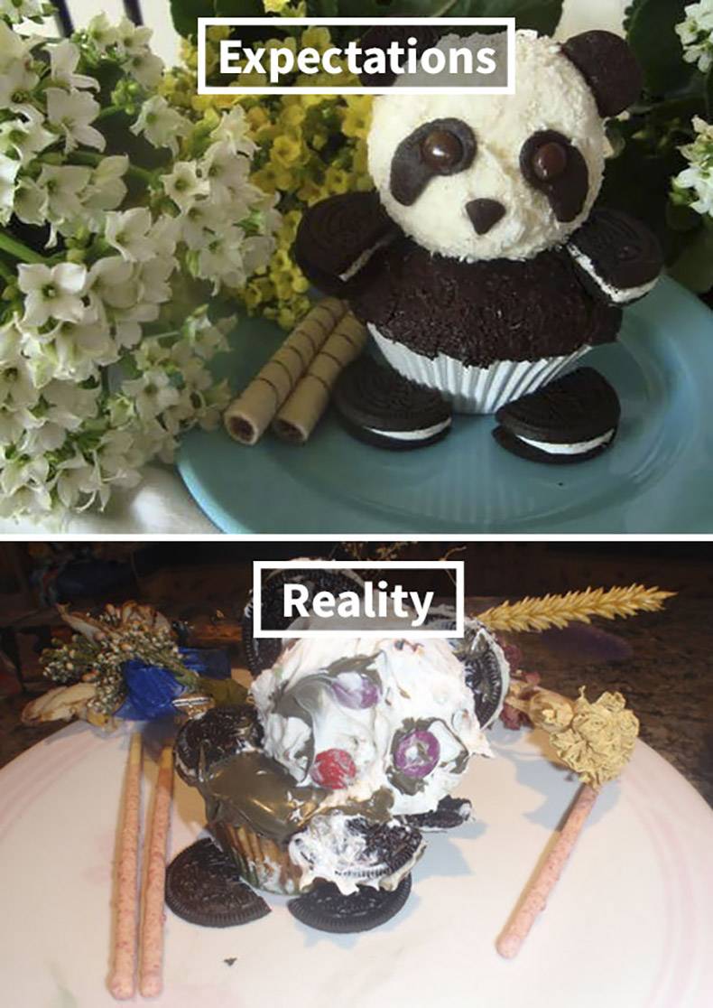 panda oreo cupcakes - Expectations Reality