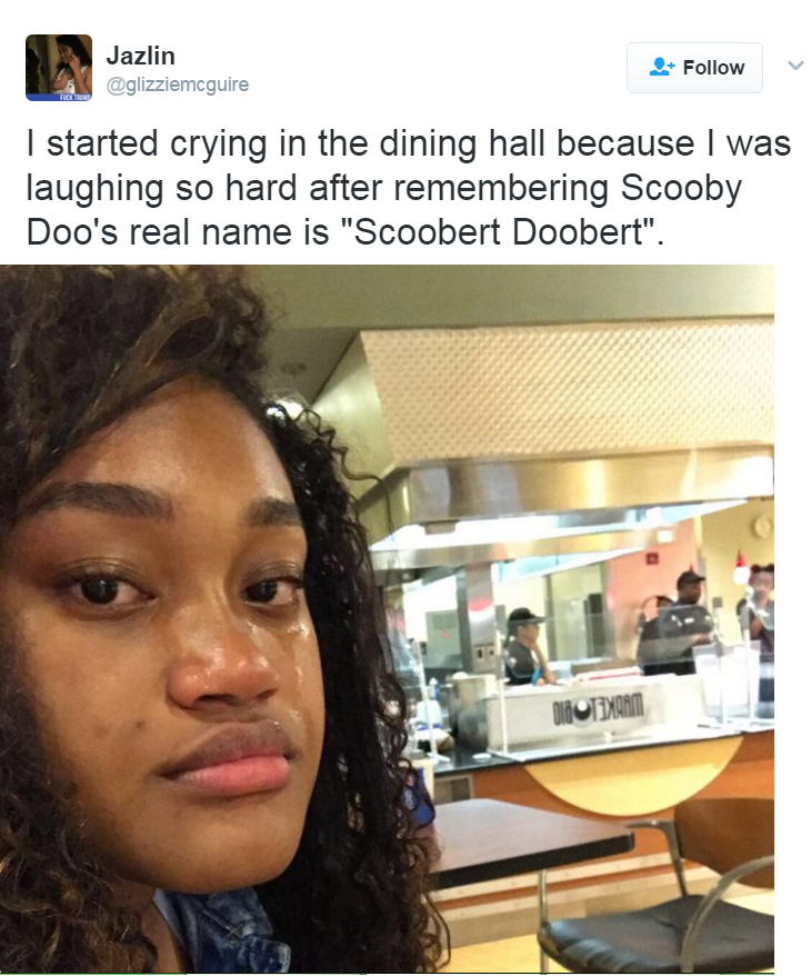 scooby doo's real name scoobert doobert - Jazlin Oglizziemcguire I started crying in the dining hall because I was laughing so hard after remembering Scooby Doo's real name is "Scoobert Doobert".
