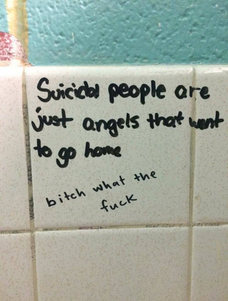 handwriting - Suicietes people are just angels that want to go home bitch what the fuck