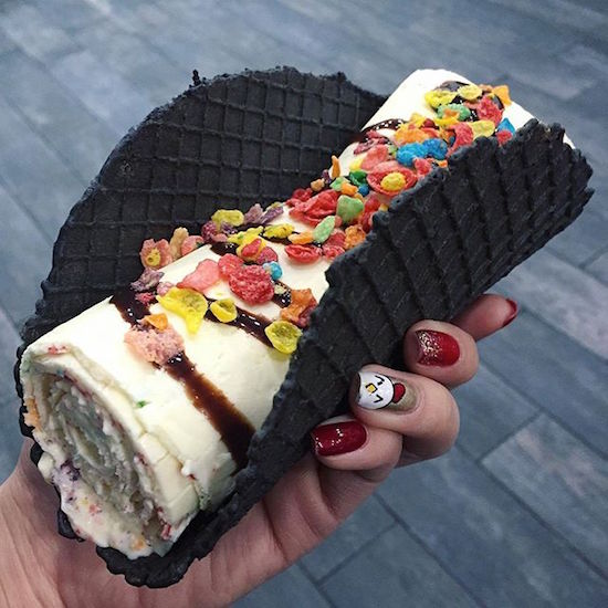 Fruity pebbles ice cream roll taco