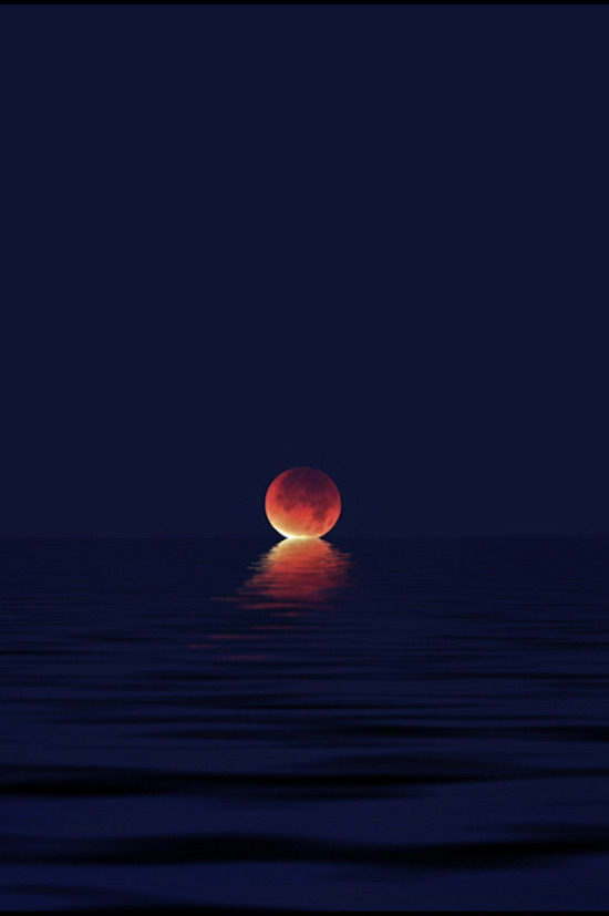 moon touches the sea