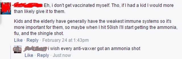 document - Eh, i don't get vaccinated myself. Tho, if I had a kid I would more than ly give it to them. Kids and the elderly have generally have the weakest immune systems so it's more important for them, so maybe when I hit 50ish I'll start getting the a