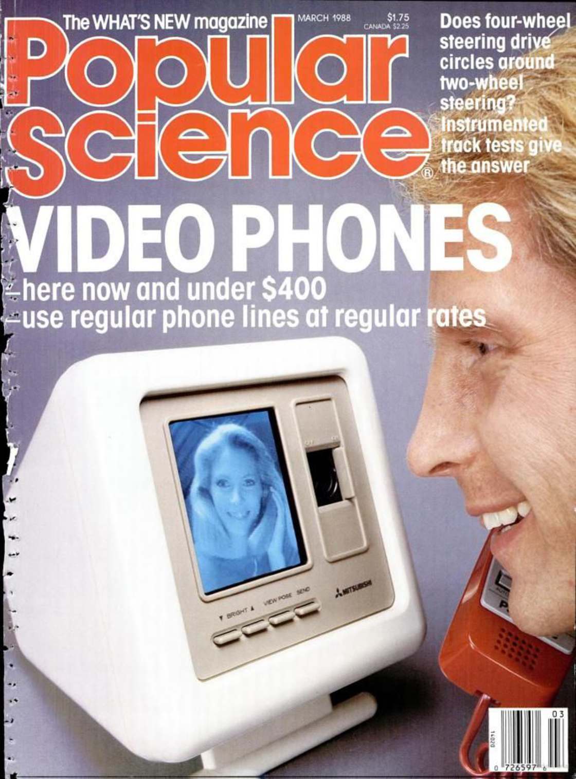video phones in the 80's - The What'S New magazine $1.75 Canada $225 Popular Esciences Video Phones Does fourwheel steering drive circles around twowheel steering? Instrumented track tests give @ the answer here now and under $400 use regular phone lines 