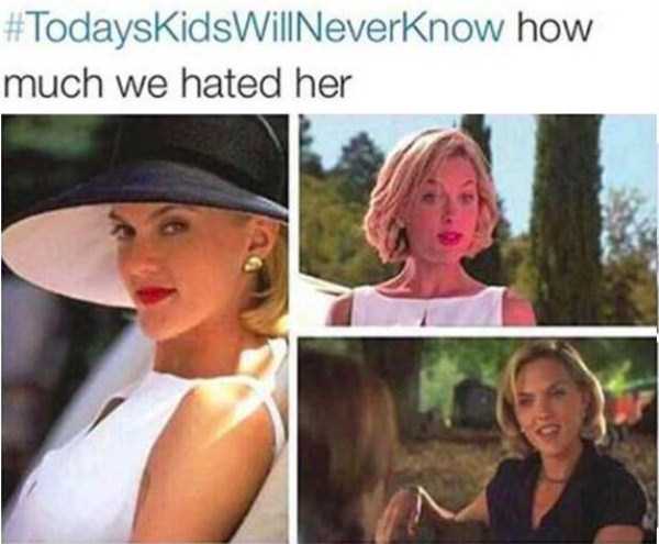 Meme about how certain actresses were just hated by everyone back in the 90's 