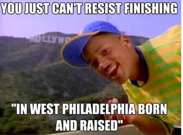 Meme about the prevalence of Fresh Prince of Bel Air in 90's era culture.
